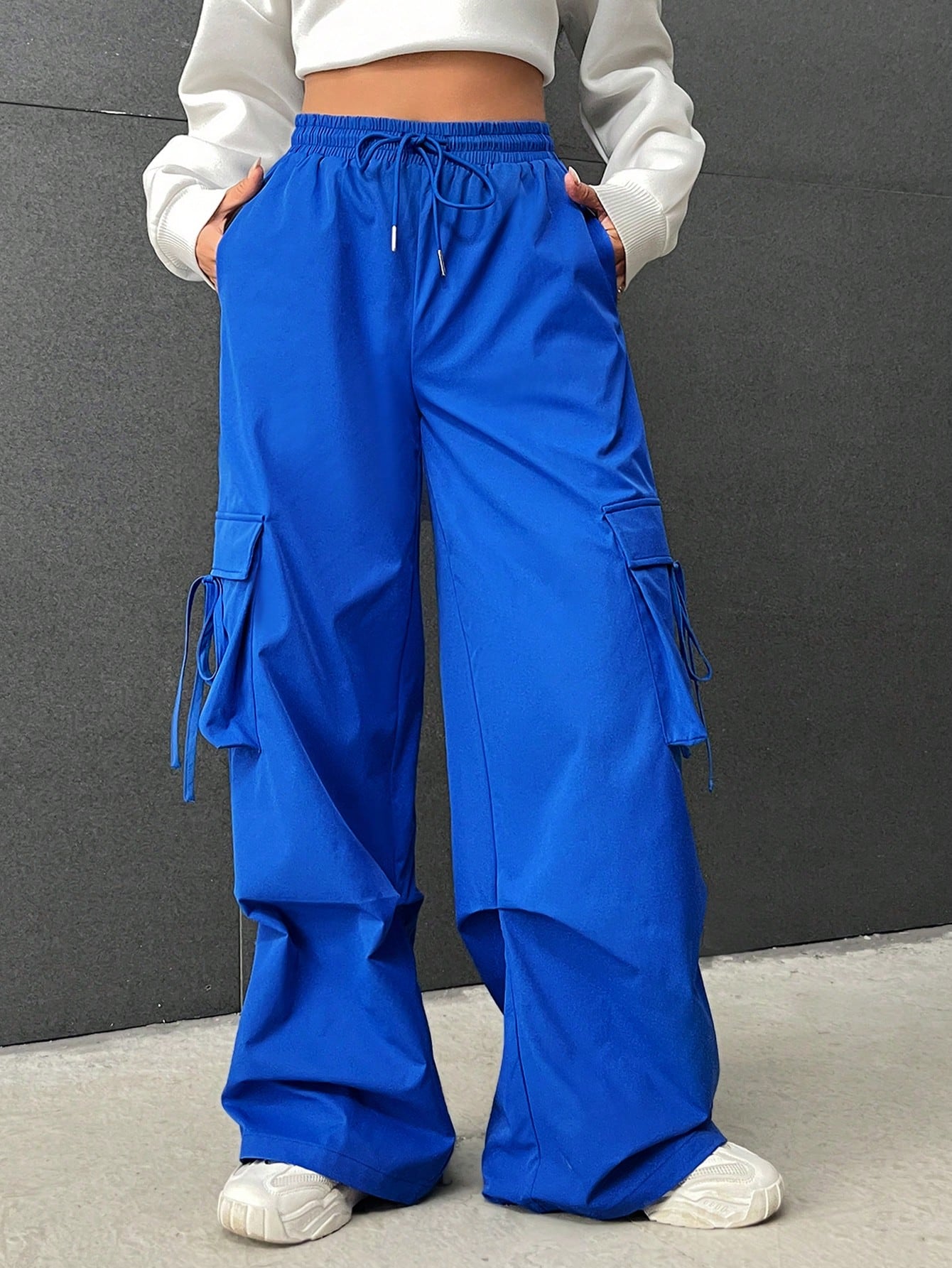 Coolane Flap Pocket Drawstring Waist Pants shein
