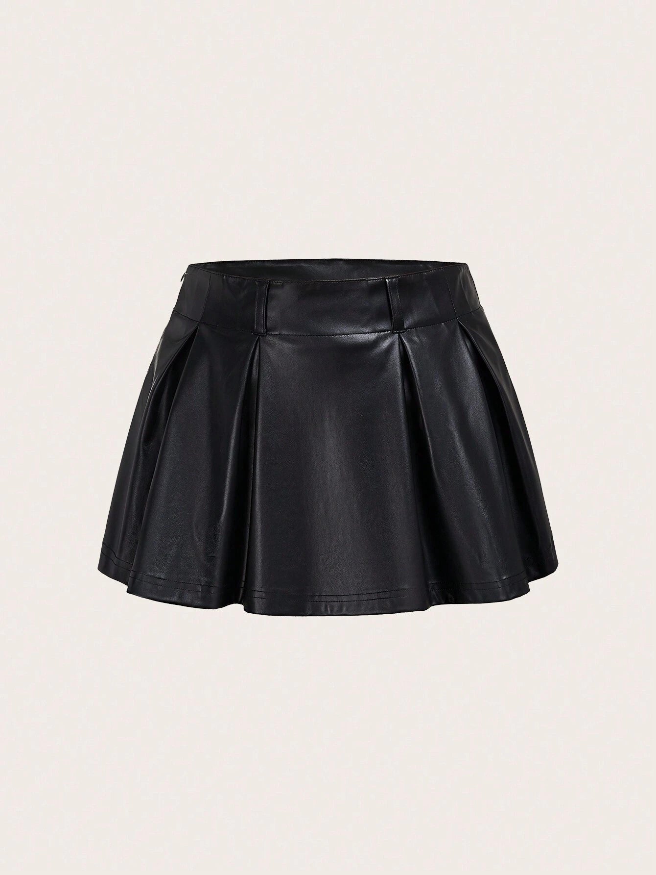 Coolane Halloween Zipper Side PU Leather Flare Skirt shein