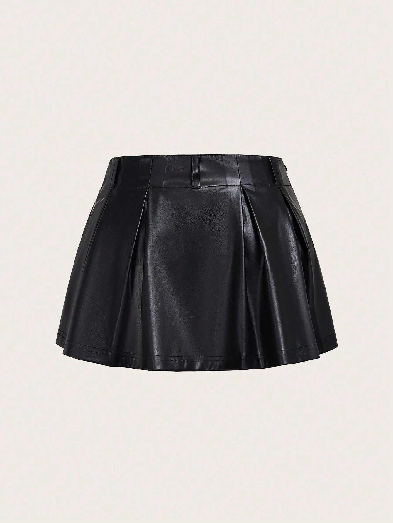 Coolane Halloween Zipper Side PU Leather Flare Skirt shein