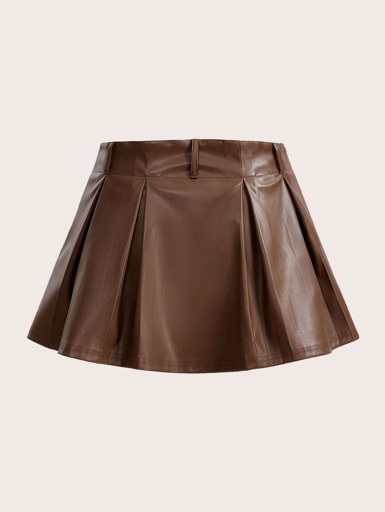 Coolane Halloween Zipper Side PU Leather Flare Skirt shein