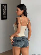 Knitted Lace Bodysuit shein