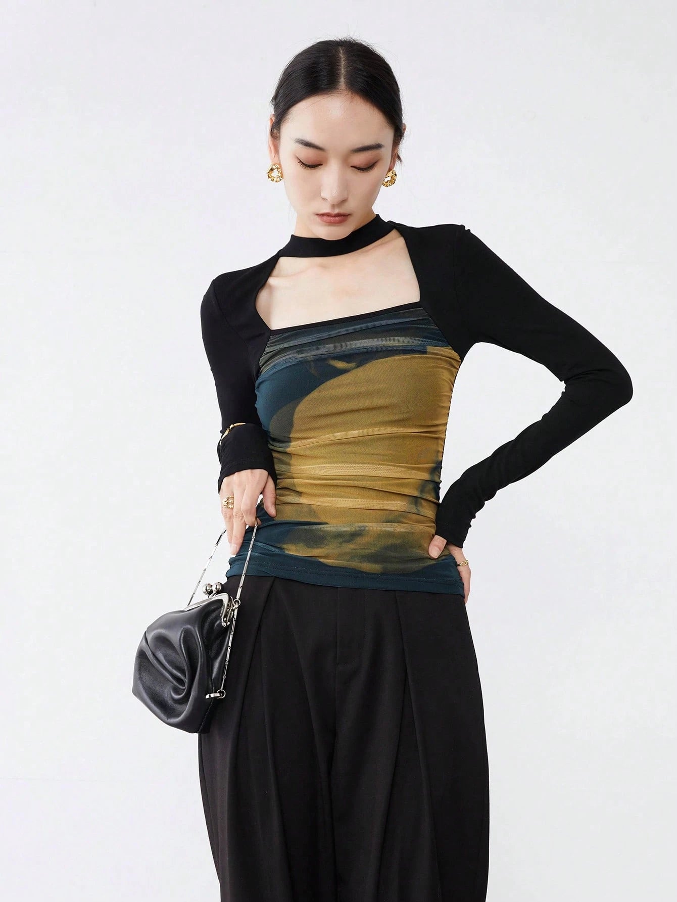 Cut Out Front Top shein