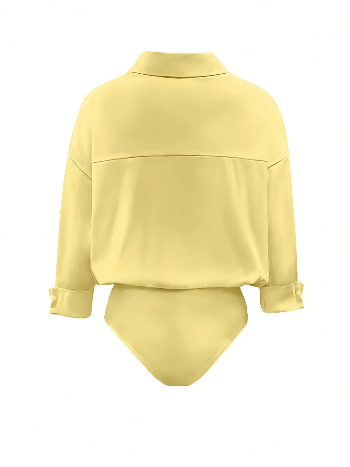 Women's Daily Casual Solid Color Minimalist Long Sleeve Shirt Bodysuit shein