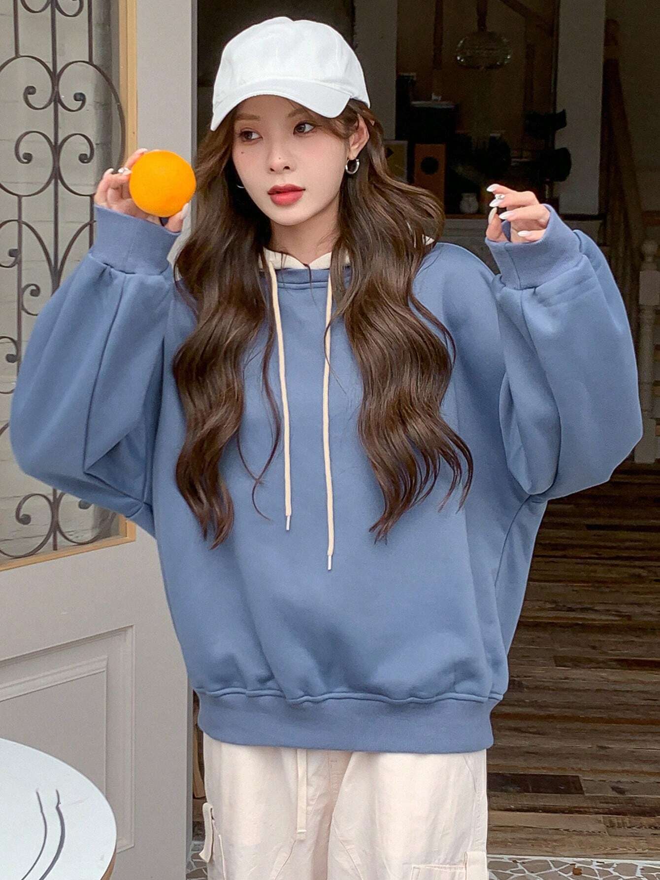 DAZY Colorblock Drop Shoulder Drawstring Hoodie shein