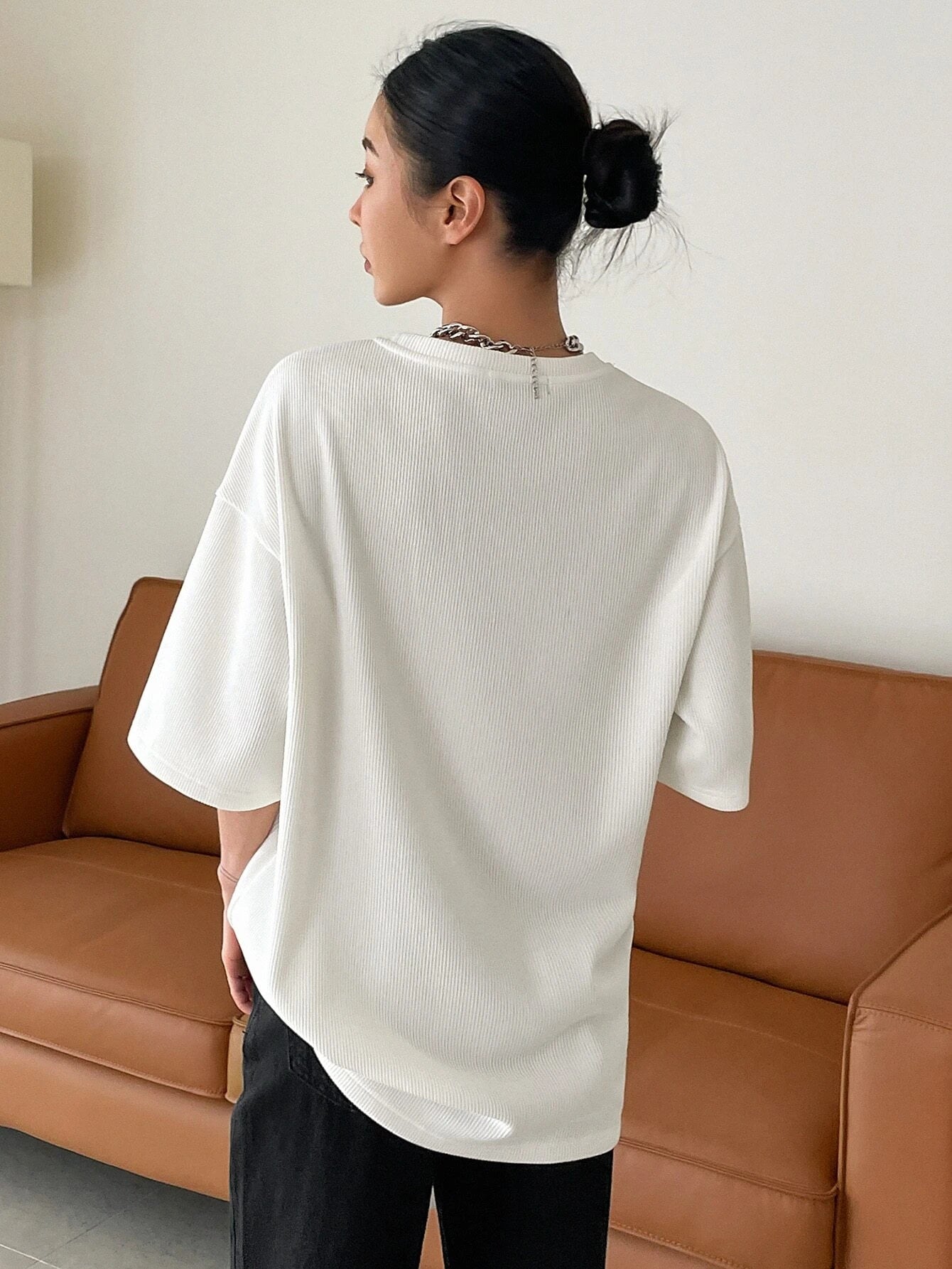 DAZY Slogan Patched Drop Shoulder Tee shein