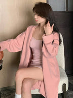 DAZY Solid Drop Shoulder Oversized Duster Cardigan shein