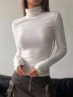 DAZY Solid High Neck Tee shein