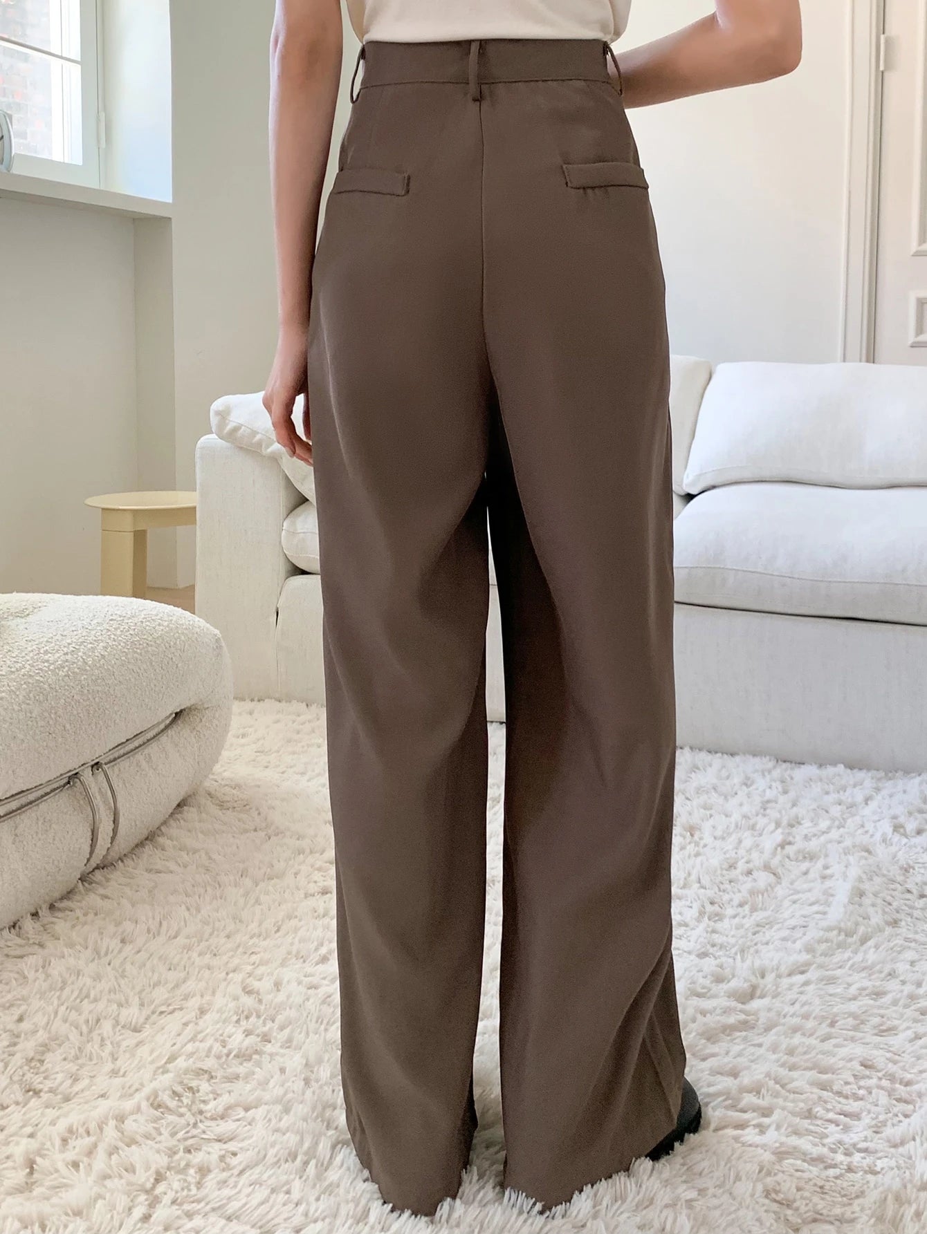 DAZY High Waist Plicated Detail Wide Leg Suit Pants