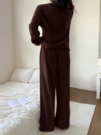 Women Casual Striped Textured Fleece Cardigan And Pants Pajama Set