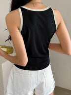 DAZY Women Business Casual Style Colorblock Trim Tank Tops shein