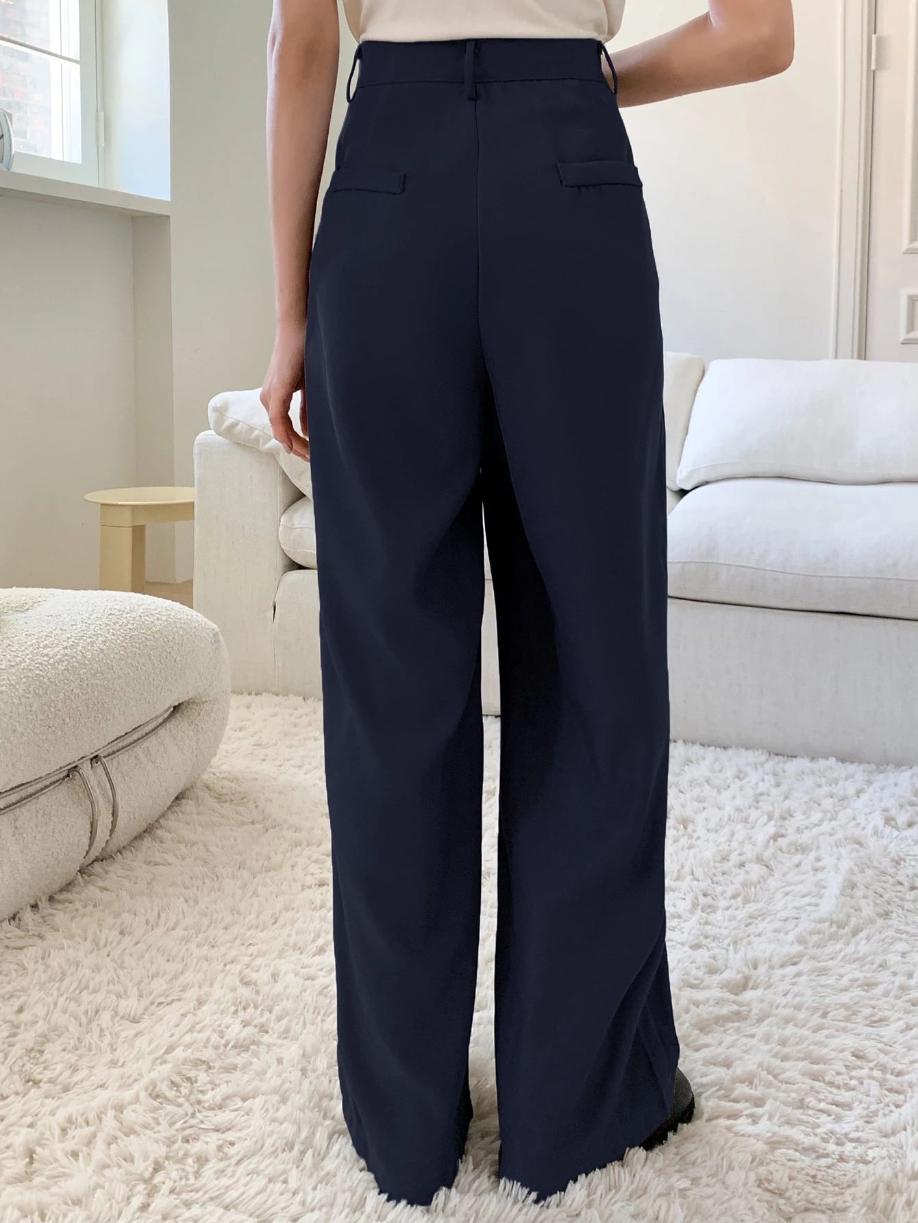 DAZY High Waist Plicated Detail Wide Leg Suit Pants