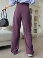 DAZY Plain Color Straight Fit Casual Business Dress Pants shein