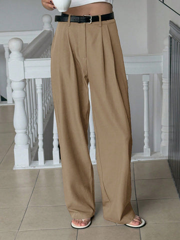 DAZY Plain Color Straight Fit Casual Business Dress Pants
