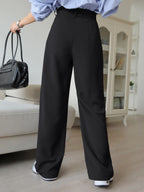 DAZY Plain Color Straight Fit Casual Business Dress Pants shein
