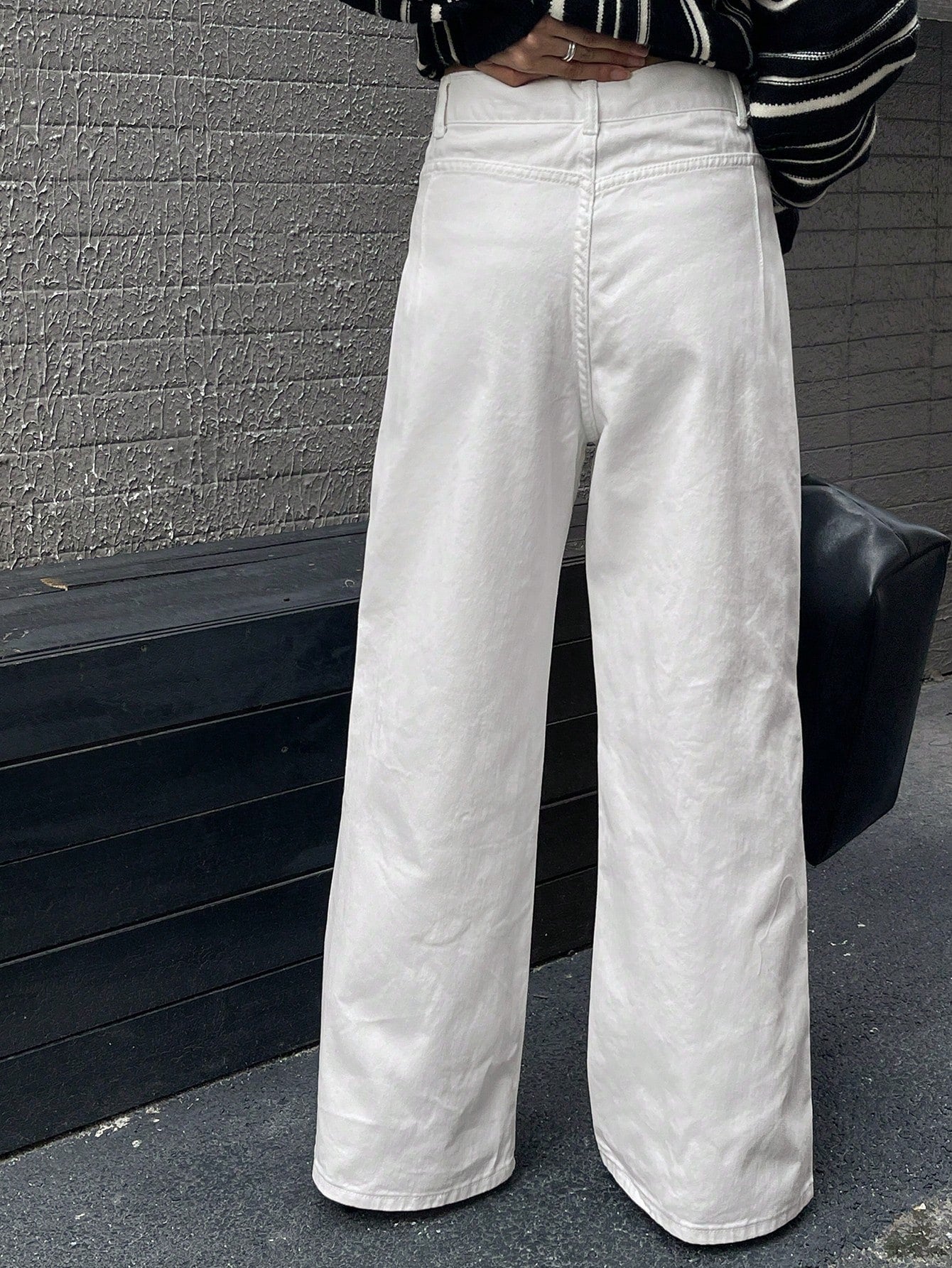 DAZY High Waist Washed Blue Pleated Wide Leg Jeans