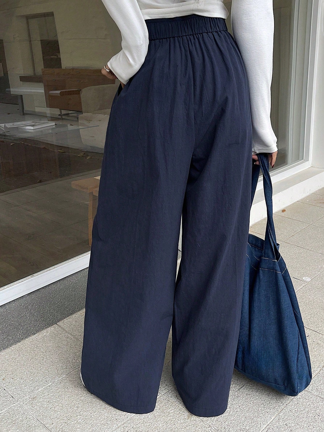 DAZY Loose Elastic Waist Wide Leg Pants shein