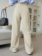 DAZY Plain Color Straight Fit Casual Business Dress Pants shein