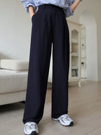 DAZY Plain Color Straight Fit Casual Business Dress Pants shein