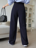 DAZY Plain Color Straight Fit Casual Business Dress Pants shein