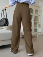 DAZY Plain Color Straight Fit Casual Business Dress Pants shein