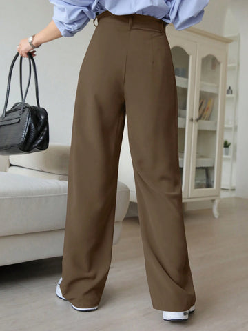 DAZY Plain Color Straight Fit Casual Business Dress Pants