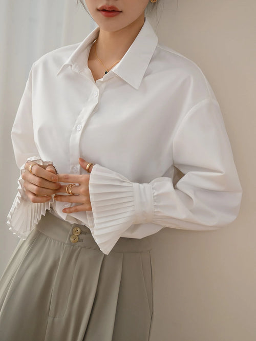 Women's Plain Long Sleeve Business Casual Shirt shein