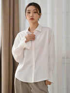 Women's Plain Long Sleeve Business Casual Shirt shein