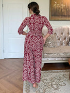 DAZY Women's Vacation Floral Print 3/4 Sleeve Palazzo Jumpsuit shein