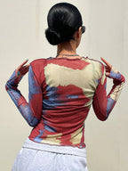 DAZY Tie-Dye See-Through Top Sheer shein