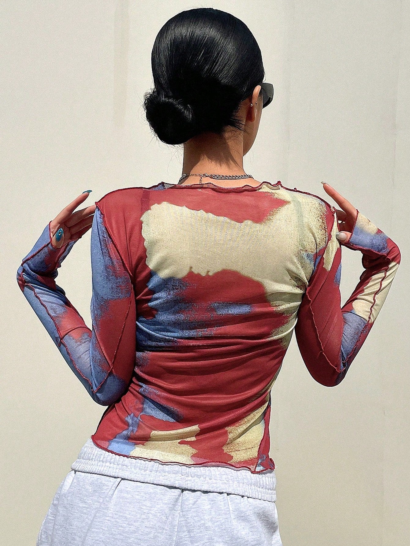 DAZY Tie-Dye See-Through Top Sheer shein