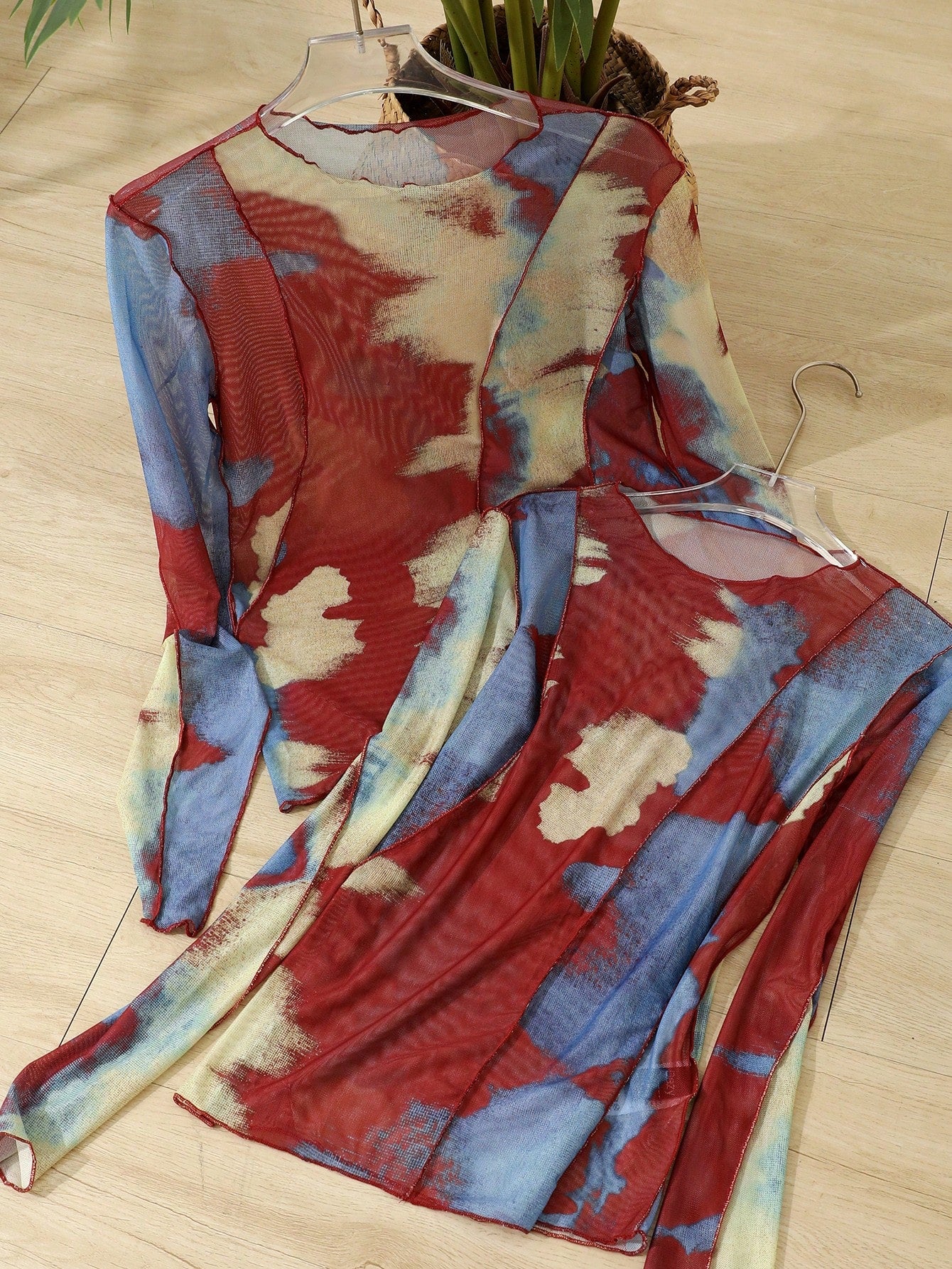 DAZY Tie-Dye See-Through Top Sheer shein