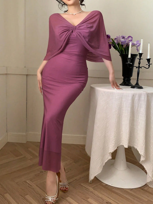 DAZY Women's Elegant Summer Sheer Mesh Dress Prom Dress