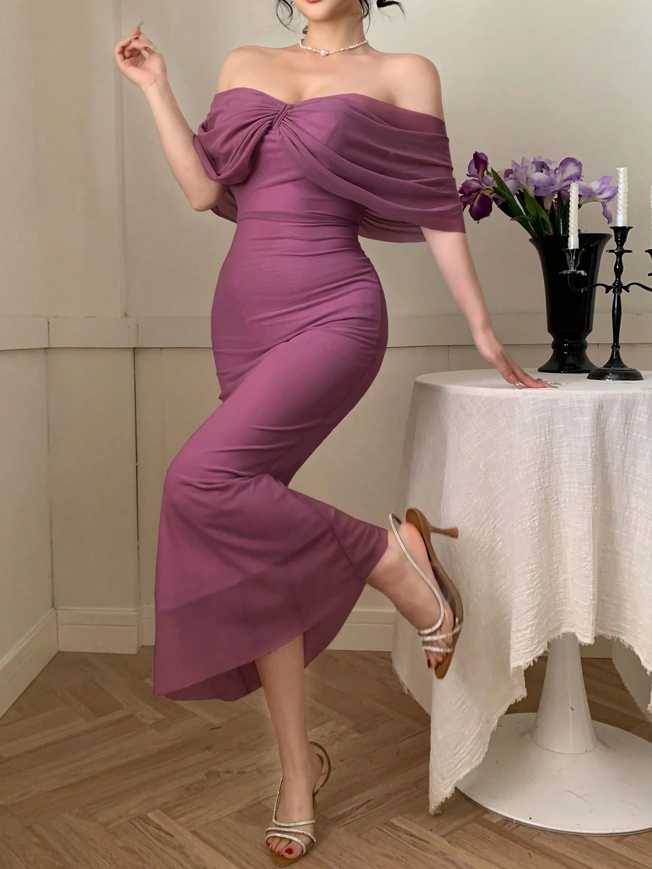 DAZY Women's Elegant Summer Sheer Mesh Dress Prom Dress