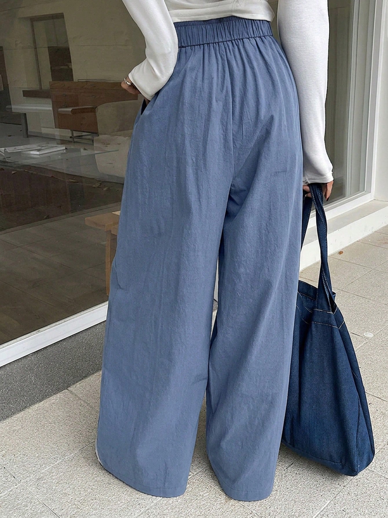 DAZY Loose Elastic Waist Wide Leg Pants shein