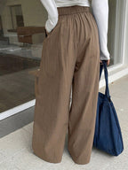 DAZY Loose Elastic Waist Wide Leg Pants shein