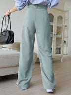 DAZY Plain Color Straight Fit Casual Business Dress Pants shein