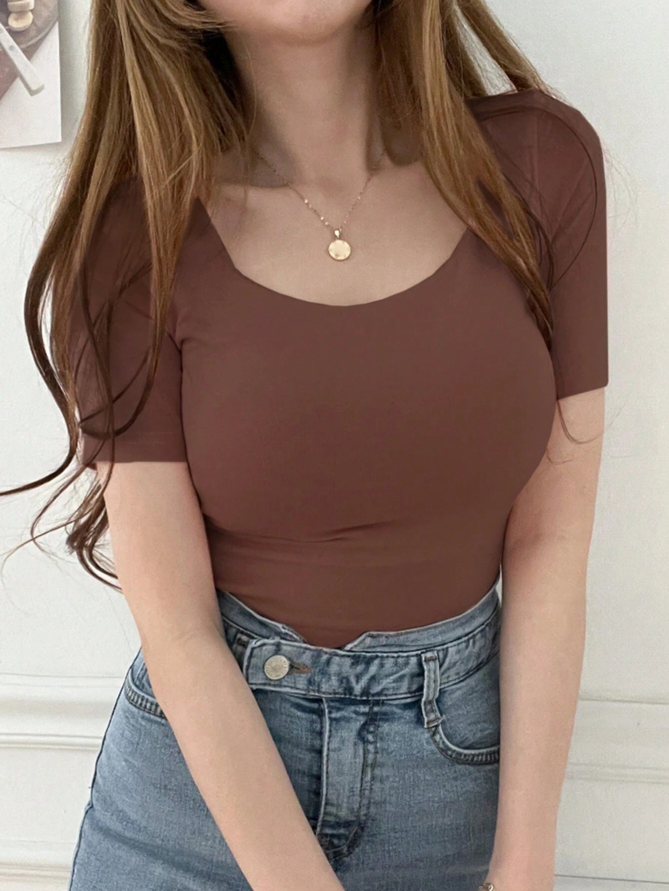 Women's Slim Fit Cropped Basic T-Shirt shein