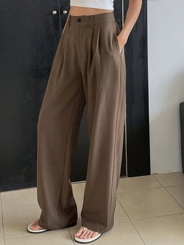 DAZY Plain Color Straight Fit Casual Business Dress Pants