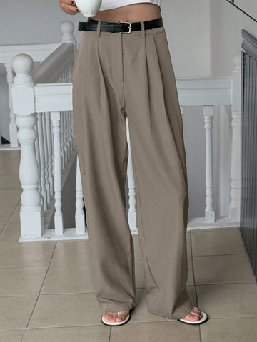DAZY Plain Color Straight Fit Casual Business Dress Pants