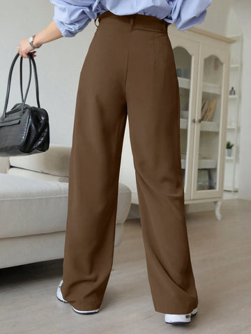 DAZY Plain Color Straight Fit Casual Business Dress Pants