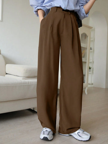 DAZY Plain Color Straight Fit Casual Business Dress Pants
