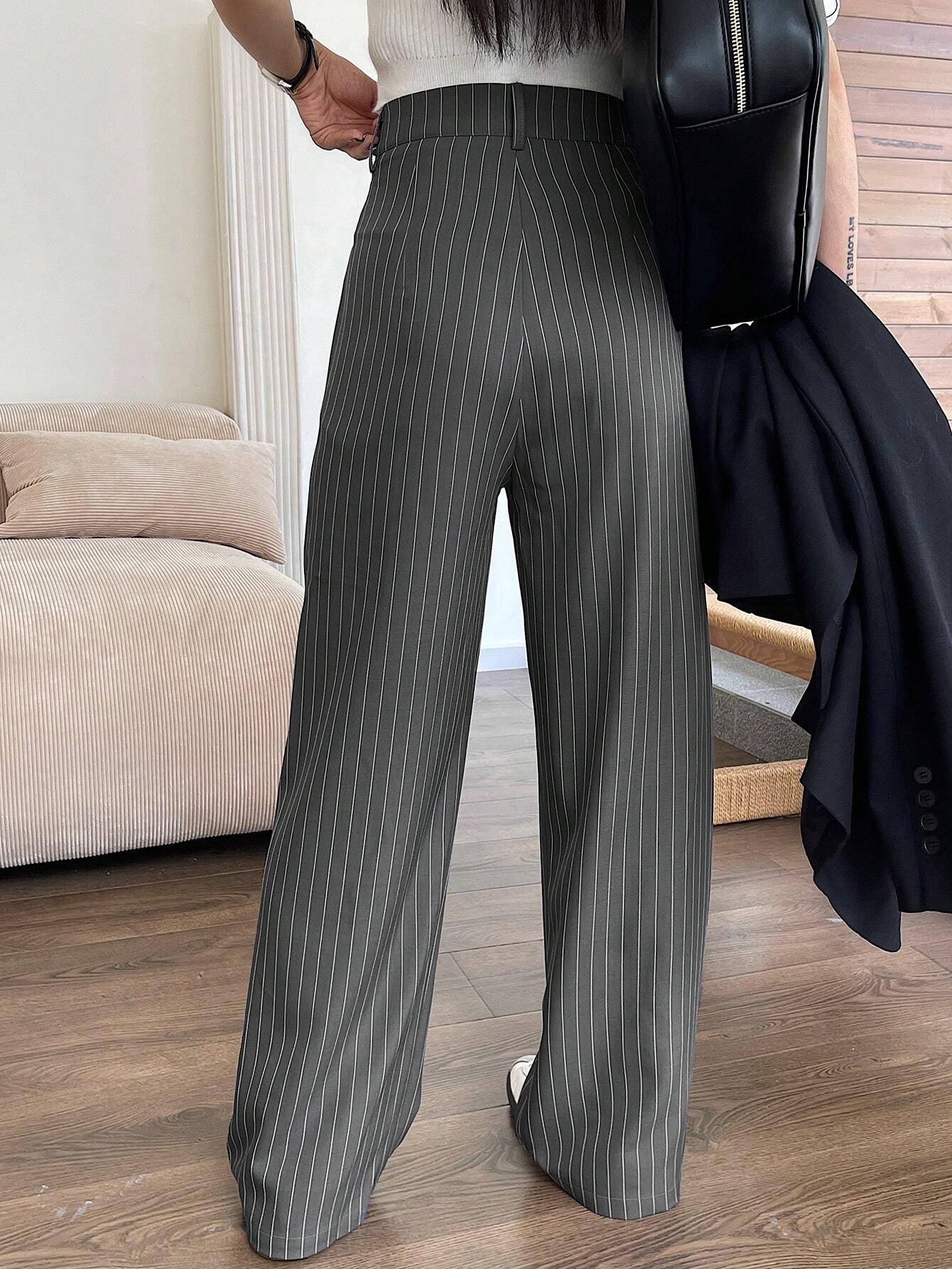 DAZY Plain Color Straight Fit Casual Business Dress Pants shein