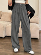 DAZY Plain Color Straight Fit Casual Business Dress Pants shein