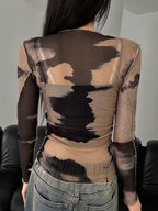 DAZY Tie-Dye See-Through Top Sheer shein