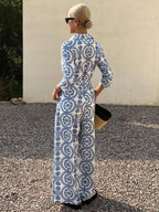 DAZY Women's Vacation Floral Print 3/4 Sleeve Palazzo Jumpsuit shein