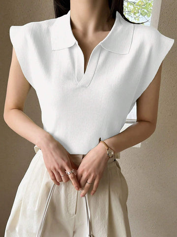 Dazy-Less Solid Cap Sleeve Knit Top