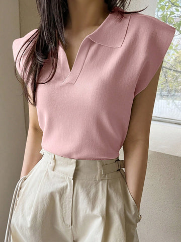 Dazy-Less Solid Cap Sleeve Knit Top