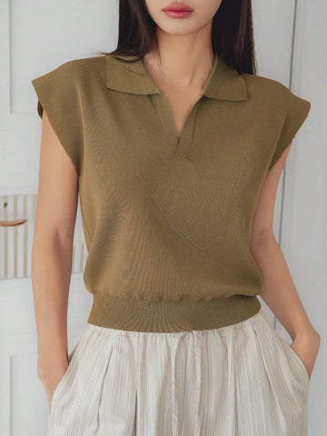 Dazy-Less Solid Cap Sleeve Knit Top