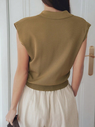 Dazy-Less Solid Cap Sleeve Knit Top