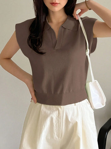 Dazy-Less Solid Cap Sleeve Knit Top
